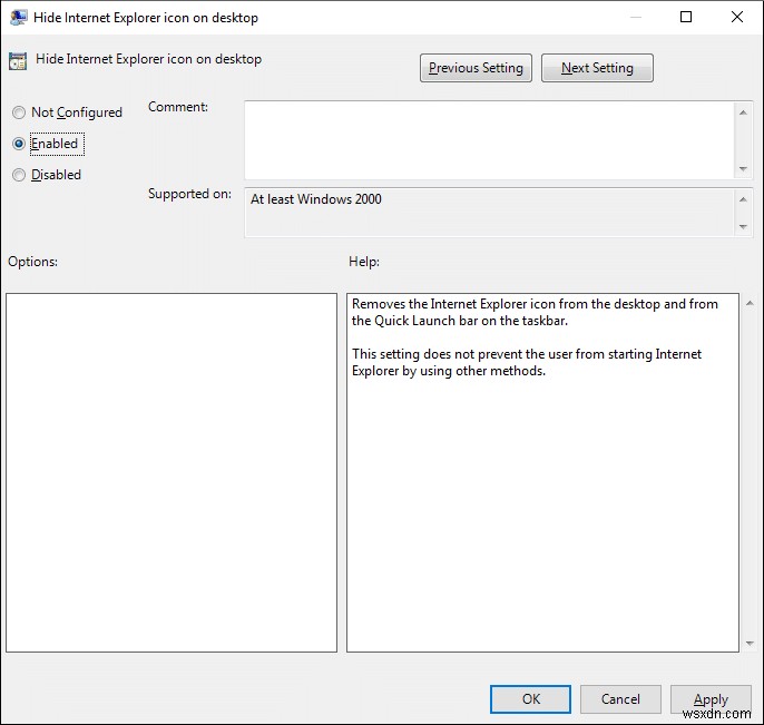 Windows 10 में डेस्कटॉप से ​​Internet Explorer आइकन निकालें