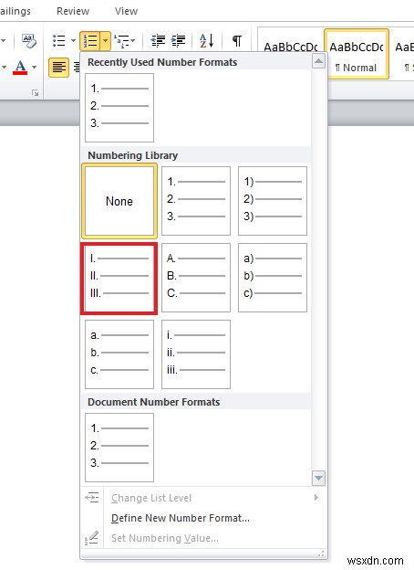 วิธีการเขียนตัวเลขโรมันใน Word