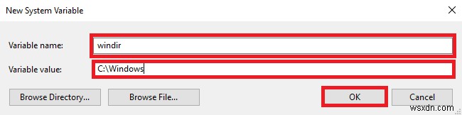 แก้ไขระบบไม่พบตัวเลือกสภาพแวดล้อมที่ป้อน 