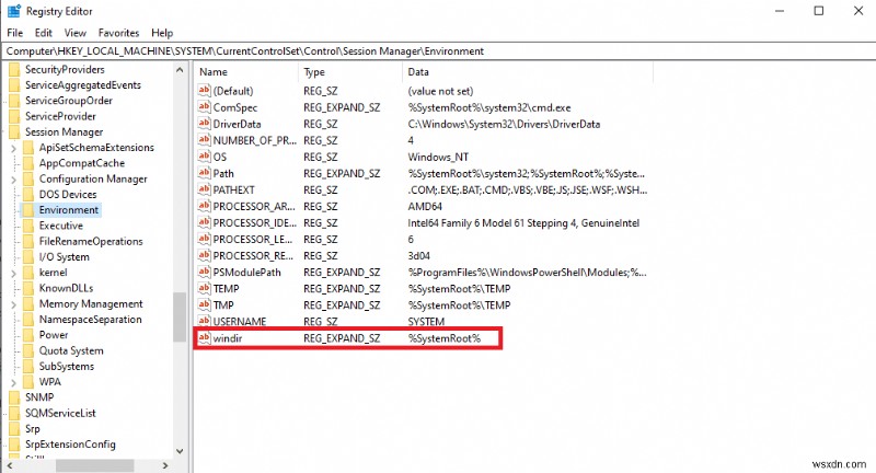 แก้ไขระบบไม่พบตัวเลือกสภาพแวดล้อมที่ป้อน 