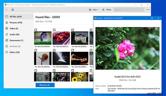 การกู้คืนการ์ด RAW SD:กู้คืนข้อมูลจากการ์ด RAW SD