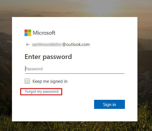 Microsoft Account Live Password Reset