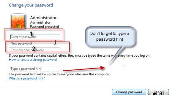 Cách thay đổi mật khẩu windows 7