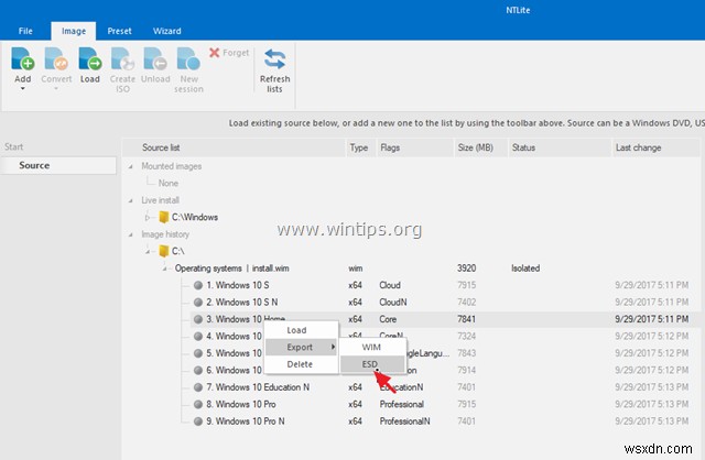 วิธีการแปลง Install.WIM เป็น Install.ESD หรือในทางกลับกัน