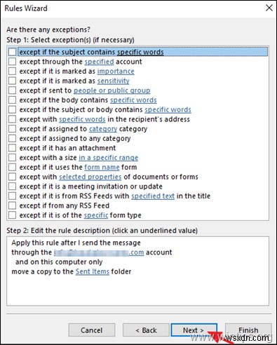 कैसे बदलें कि Outlook 2016/2019 में IMAP खाते के लिए भेजे गए ईमेल कहाँ संग्रहीत हैं।