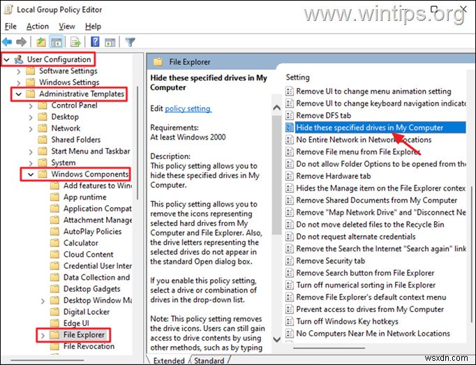 Windows 10 में स्थानीय ड्राइव को कैसे छिपाएं।