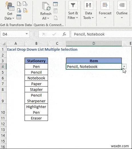 วิธีการสร้างการเลือกหลายรายการจากรายการแบบเลื่อนลงใน Excel (3 วิธี)