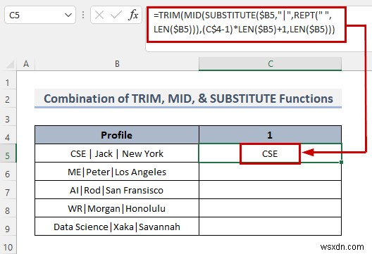 एक्सेल में फॉर्मूला का उपयोग करके डिलीमीटर द्वारा सेल को कैसे विभाजित करें (8 तरीके)