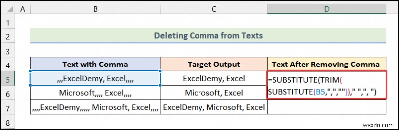 วิธีลบเครื่องหมายจุลภาคใน Excel (4 วิธีง่ายๆ)