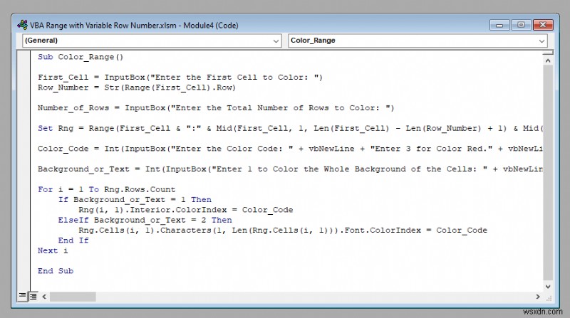 ช่วง VBA ที่มีหมายเลขแถวตัวแปรใน Excel (4 ตัวอย่าง)