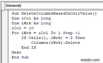 มาโคร VBA เพื่อลบคอลัมน์ตามเกณฑ์ใน Excel (8 ตัวอย่าง)