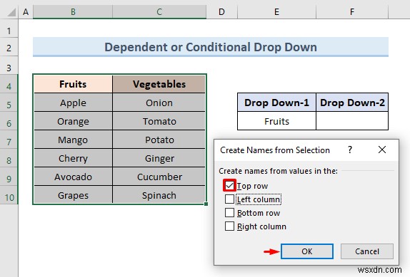 สร้างรายการแบบหล่นลงของ Excel จากตาราง (5 ตัวอย่าง)