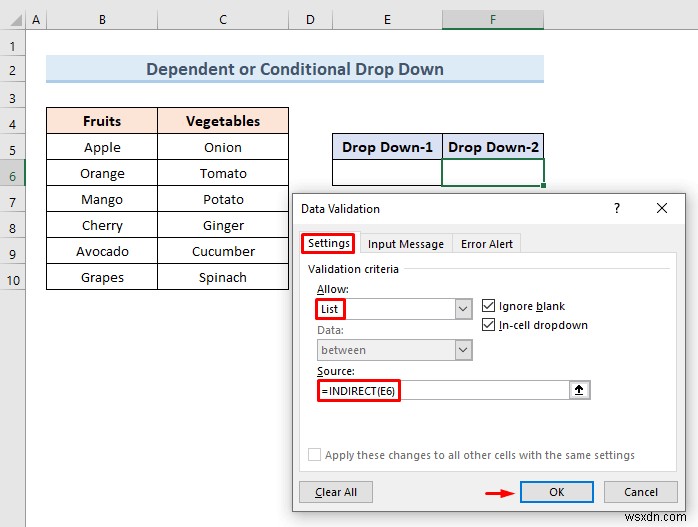 สร้างรายการแบบหล่นลงของ Excel จากตาราง (5 ตัวอย่าง)