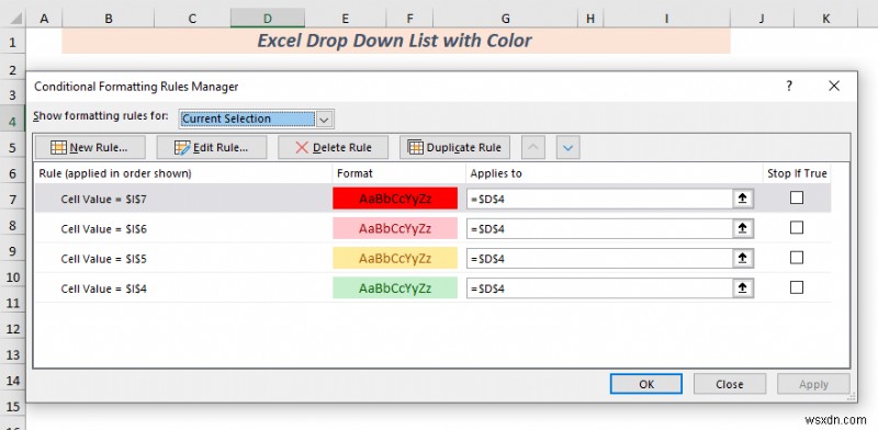 रंग के साथ एक्सेल ड्रॉप डाउन सूची कैसे बनाएं (2 तरीके)