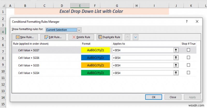 रंग के साथ एक्सेल ड्रॉप डाउन सूची कैसे बनाएं (2 तरीके)