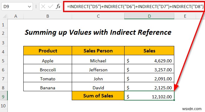 วิธีใช้ที่อยู่ทางอ้อมใน Excel (4 ตัวอย่าง)