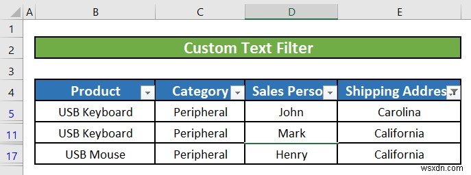 วิธีใช้ตัวกรองข้อความใน Excel (5 ตัวอย่าง)