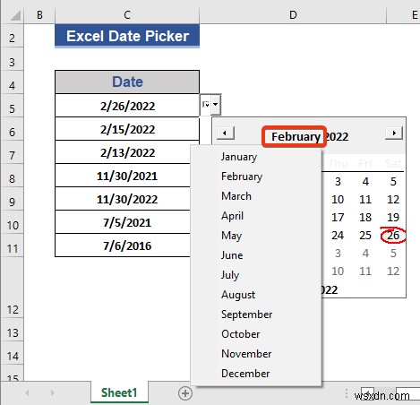 ตัวเลือกวันที่ของ Excel สำหรับทั้งคอลัมน์