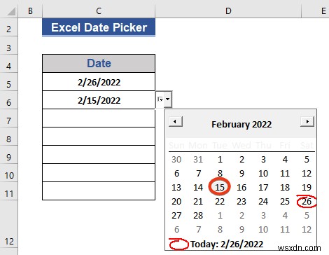 ตัวเลือกวันที่ของ Excel สำหรับทั้งคอลัมน์