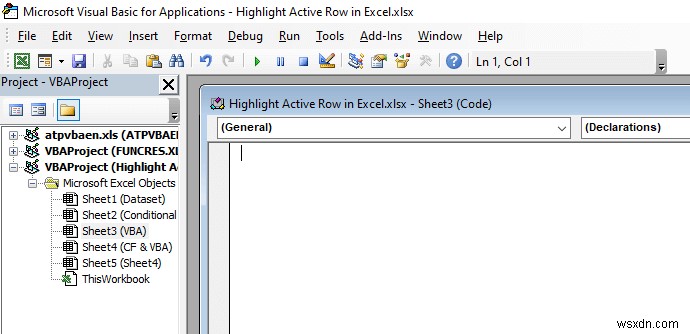 วิธีการเน้นแถวที่ใช้งานอยู่ใน Excel (3 วิธี)