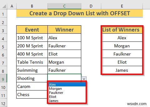 วิธีการสร้างรายการดรอปดาวน์แบบไดนามิกโดยใช้ Excel OFFSET (3 วิธี)
