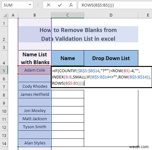 วิธีลบช่องว่างจากรายการตรวจสอบข้อมูลใน Excel (5 วิธี)