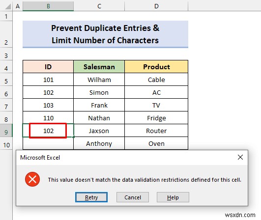 ใช้การตรวจสอบความถูกต้องของข้อมูลที่กำหนดเองสำหรับหลายเกณฑ์ใน Excel (4 ตัวอย่าง)