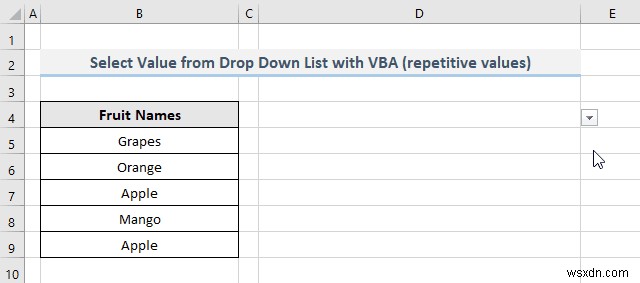 VBA เพื่อเลือกค่าจากรายการดรอปดาวน์ใน Excel (2 วิธี)