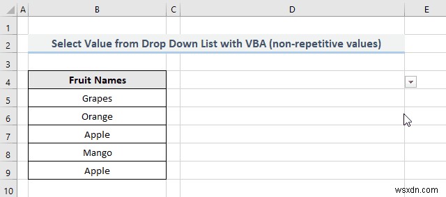 VBA เพื่อเลือกค่าจากรายการดรอปดาวน์ใน Excel (2 วิธี)