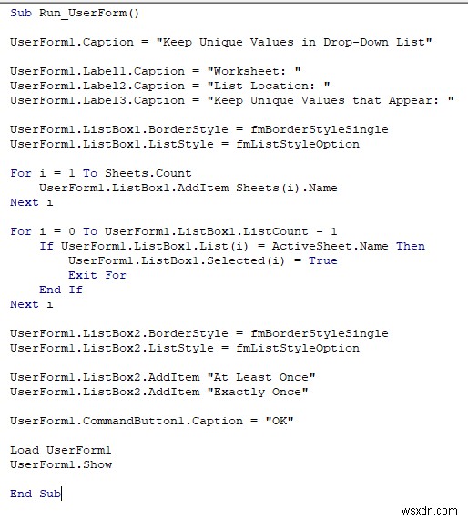 ค่าที่ไม่ซ้ำในรายการแบบหล่นลงที่มี VBA ใน Excel (คู่มือฉบับสมบูรณ์)