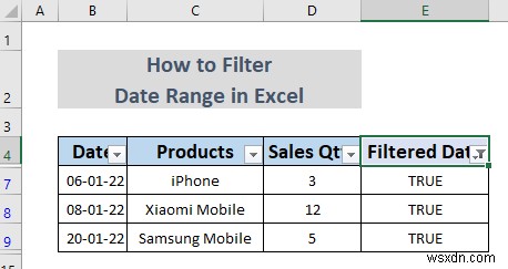 วิธีการกรองช่วงวันที่ใน Excel (5 วิธีง่ายๆ)