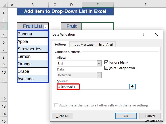 วิธีการเพิ่มรายการลงในรายการแบบเลื่อนลงใน Excel (5 วิธี)