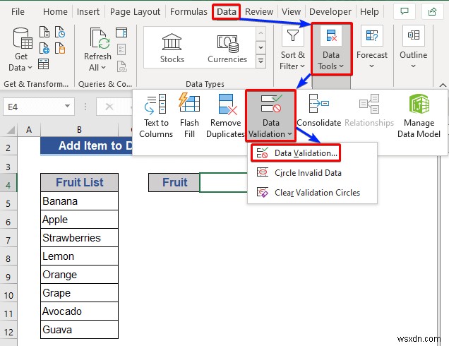 วิธีการเพิ่มรายการลงในรายการแบบเลื่อนลงใน Excel (5 วิธี)