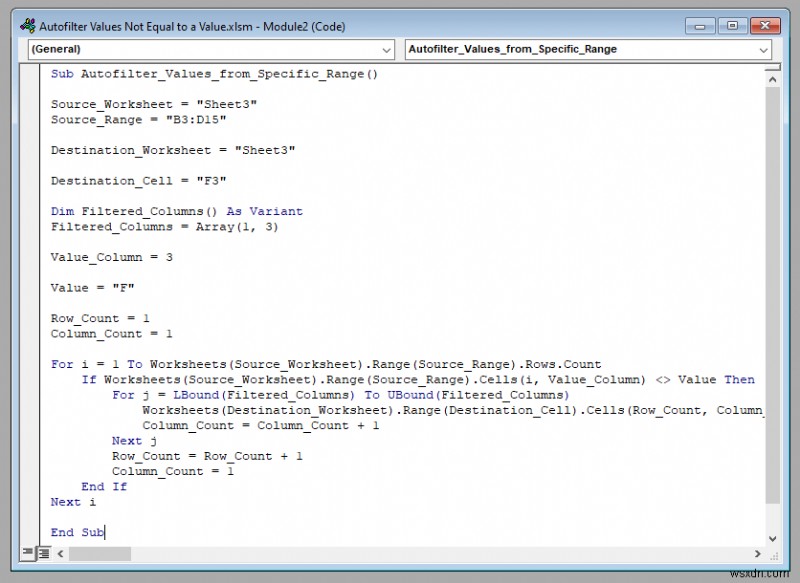 วิธีการกรองค่าอัตโนมัติไม่เท่ากับค่าที่แน่นอนด้วย VBA ใน Excel
