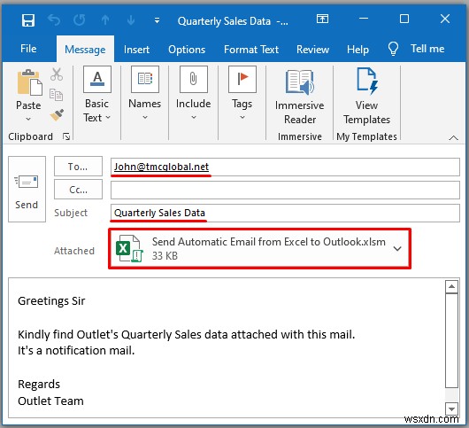 วิธีการส่งอีเมลอัตโนมัติจาก Excel ไปยัง Outlook (4 วิธี)