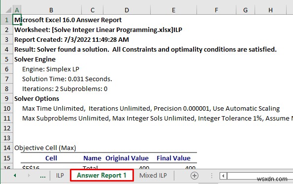 วิธีการแก้ปัญหาการเขียนโปรแกรมเชิงเส้นจำนวนเต็มใน Excel (ด้วยขั้นตอนง่ายๆ)