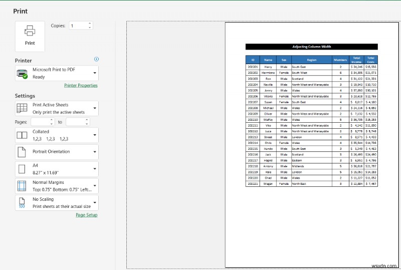 วิธีการจัดคอลัมน์ทั้งหมดในหน้าเดียวใน Excel (5 วิธีง่ายๆ)