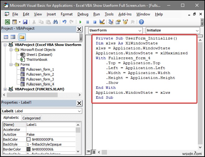 Excel VBA:แสดง Userform แบบเต็มหน้าจอ (4 วิธีง่ายๆ)