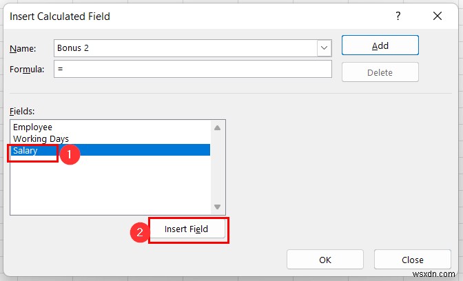 วิธีสร้างฟิลด์ที่คำนวณในรูปแบบข้อมูลตารางสาระสำคัญ