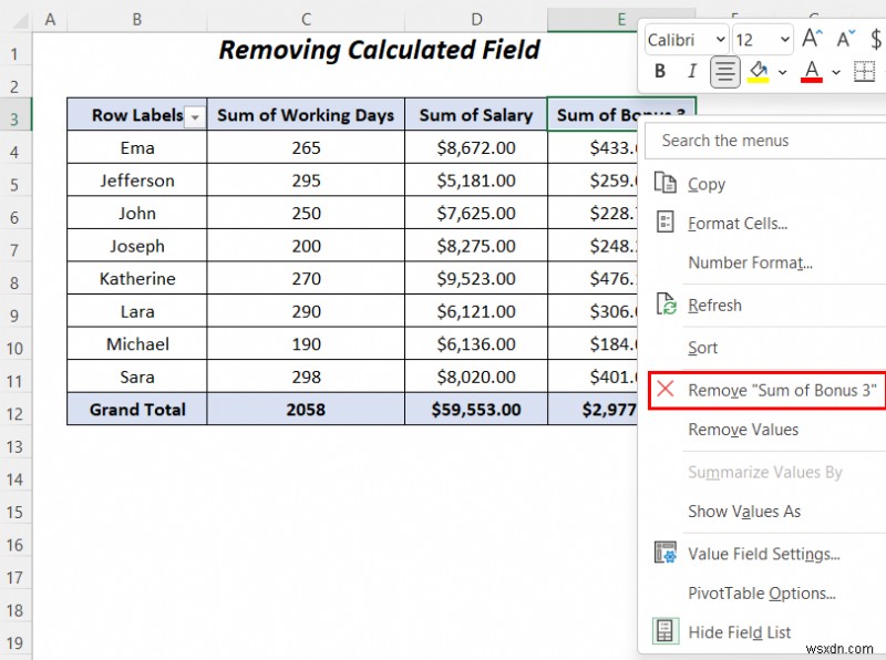 วิธีสร้างฟิลด์ที่คำนวณในรูปแบบข้อมูลตารางสาระสำคัญ