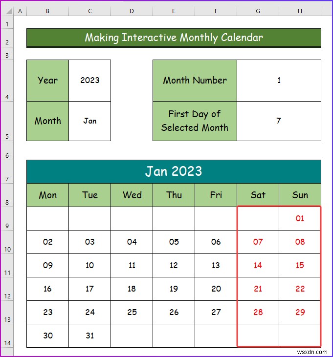 วิธีการสร้างปฏิทินเชิงโต้ตอบใน Excel (2 วิธีง่ายๆ)