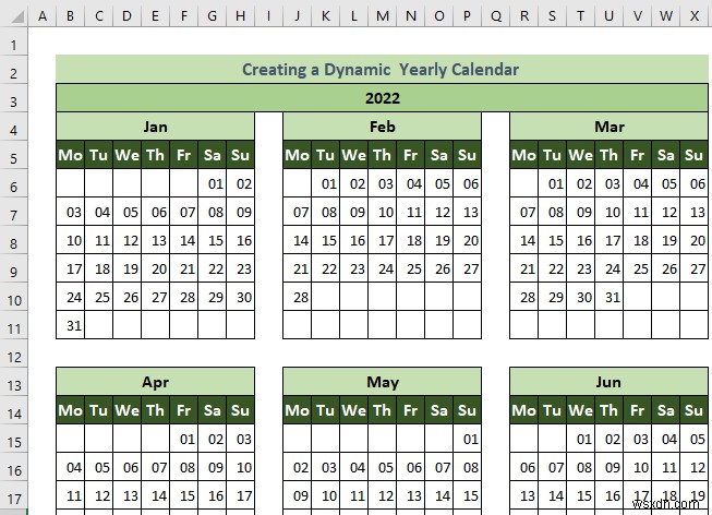 วิธีสร้างปฏิทินรายเดือนใน Excel (3 วิธีที่มีประสิทธิภาพ)