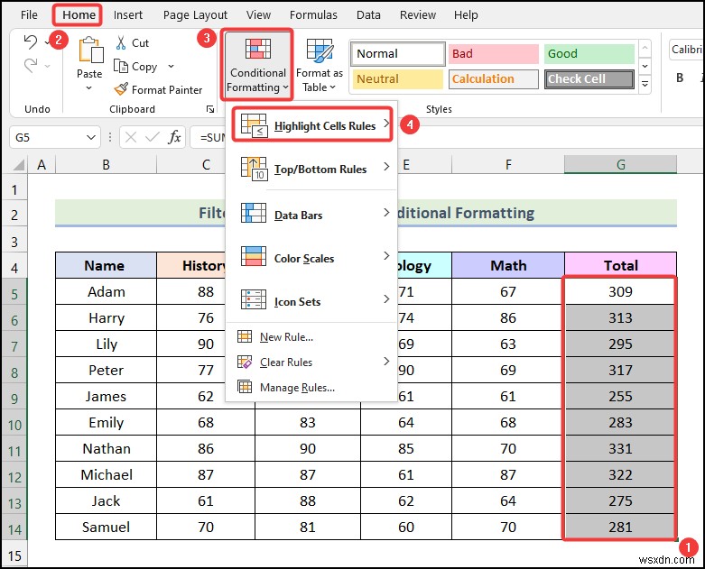 วิธีการกรองตามสีโดยใช้การจัดรูปแบบตามเงื่อนไขใน Excel