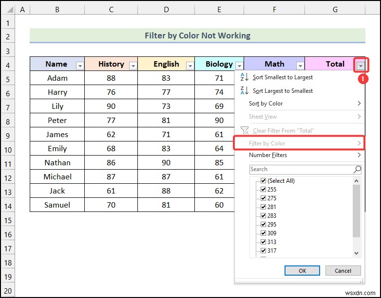 วิธีการกรองตามสีโดยใช้การจัดรูปแบบตามเงื่อนไขใน Excel