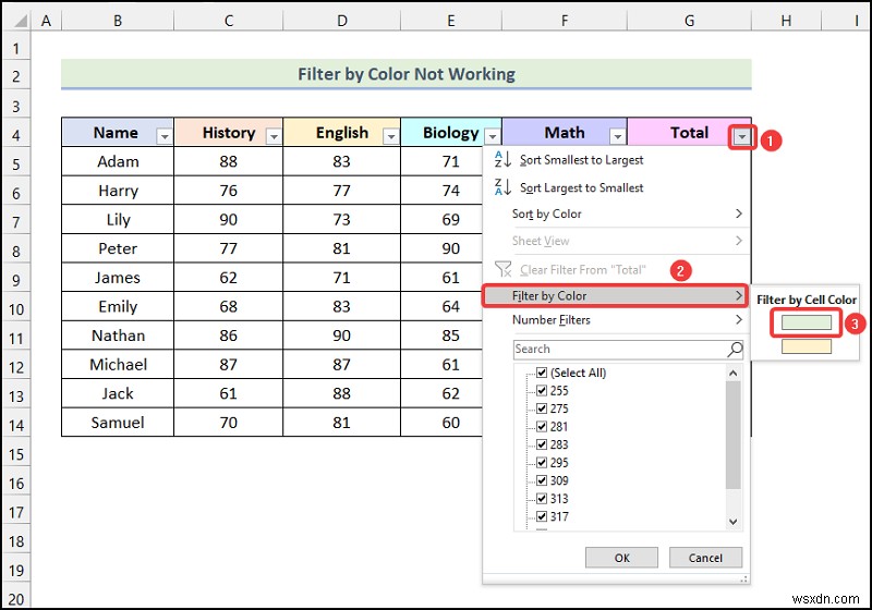 วิธีการกรองตามสีโดยใช้การจัดรูปแบบตามเงื่อนไขใน Excel
