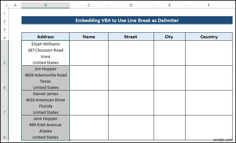 วิธีใช้ตัวแบ่งบรรทัดเป็นตัวคั่นในข้อความ Excel เป็นคอลัมน์