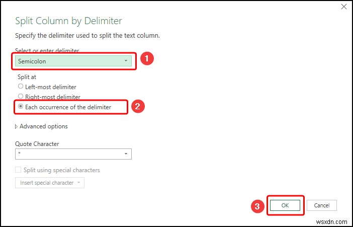 Excel में एक से अधिक सीमांकक वाले टेक्स्ट को कॉलम में कैसे बदलें