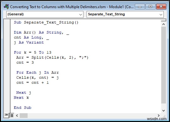 Excel में एक से अधिक सीमांकक वाले टेक्स्ट को कॉलम में कैसे बदलें
