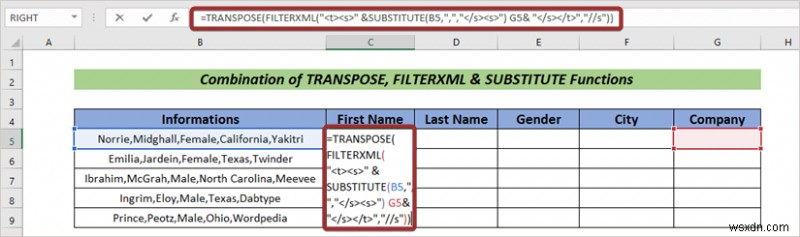 วิธีแยกข้อความเป็นคอลัมน์โดยอัตโนมัติด้วยสูตรใน Excel