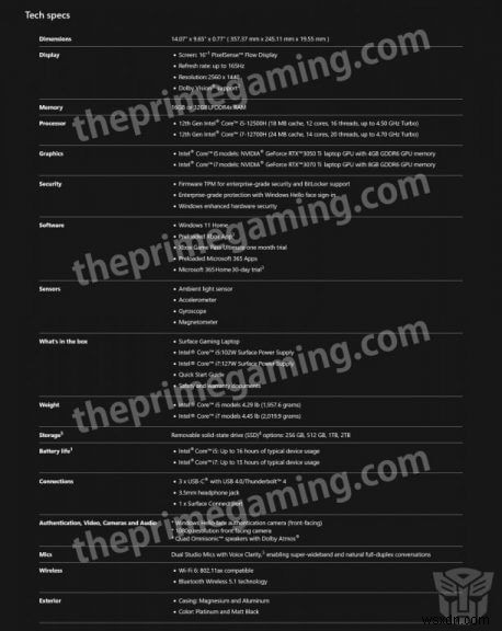 Thông số kỹ thuật bị rò rỉ trỏ đến Máy tính xách tay chơi game Surface sắp ra mắt của Microsofts